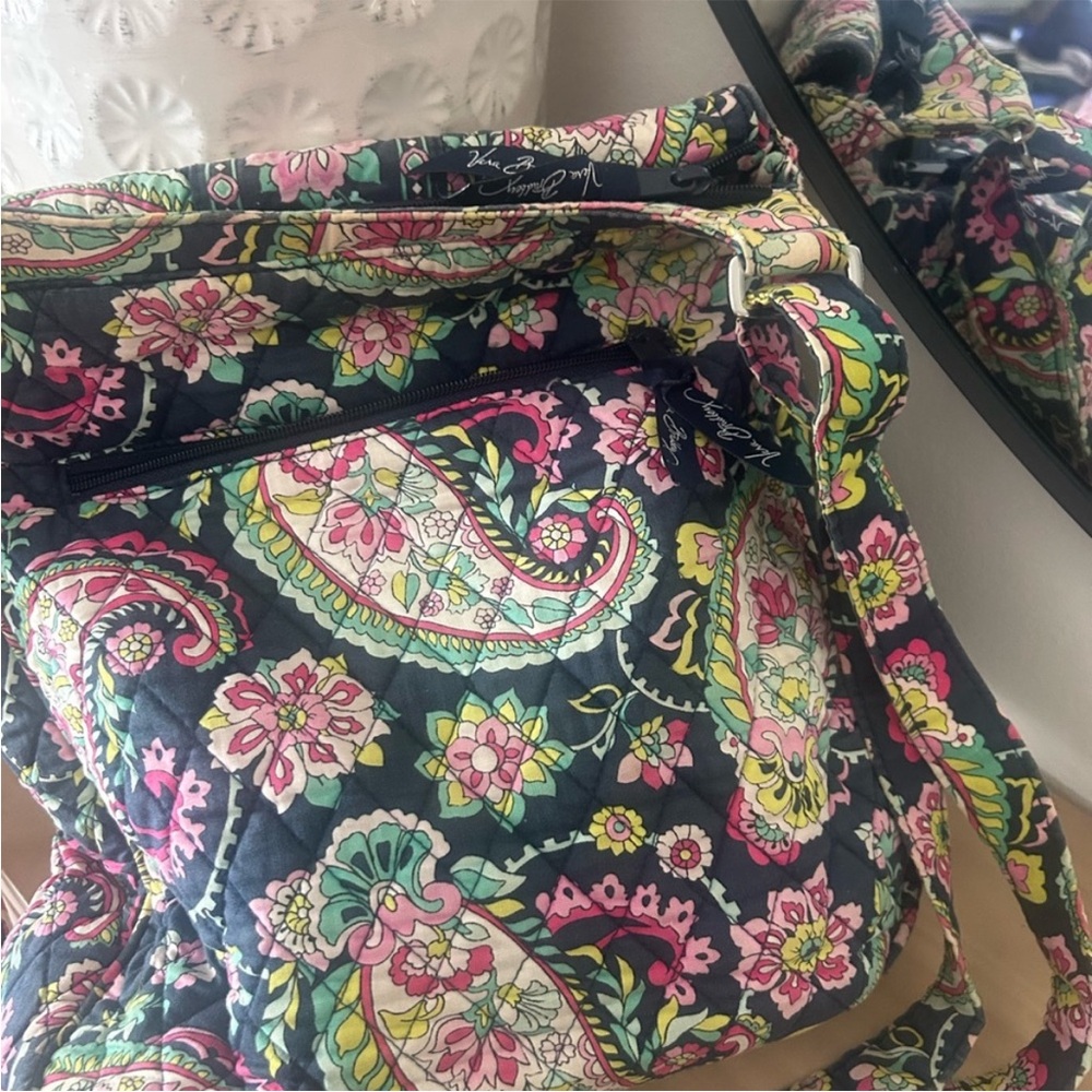 Vera Bradley Navy Pink Floral Paisley Shoulder Bag - Picture 5 of 5